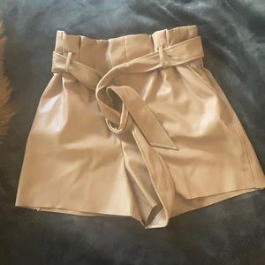 NWT Zara brown fake leather shorts